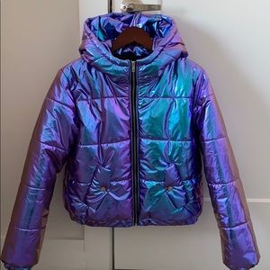 Forever 21 Metallic Puffer coat
